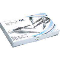 Extraktions-Set - Packung 2 Luxatoren, 1 Periotom, 2 Wurzelheber, 1 Wurzelrestentferner, 1 Zange