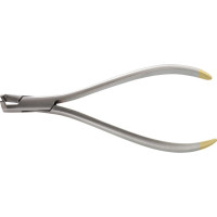 Kieferorthopädie-Zangen - Stück Distalschneider OLS-1115-S,  15 cm, mit langem Griff gebogen und Dangvorrichtung, TC