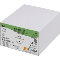 RESORBA® Polyester - Packung 36 Stück grün, 75 cm, DS 24, USP 3/0 - 81437