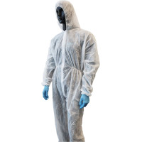 PP-Overall - Packung 50 Stück mit Kapuze, weiß, L - 5117