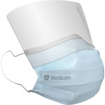 Medicom® SafeMask® SofSkin® fog-free medizinischer Mundschutz - Packung 25 Stück  blau, mit Visier, mit Ohrschlaufe - 2155-FFV-30