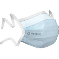 Medicom® SafeMask® SofSkin® fog-free medizinischer Mundschutz - Packung 50 Stück blau, mit Visier, mit Bindebändern - 2050-BFF-30