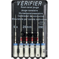 Verifier (Test eszköz) (25 mm) (4 %) (ISO 90), Fogantyú - műanyag ISO 90 autoklávozható, ISO színkódolt, Nikkel-titán, 25 mm, 6 darab