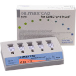 IPS e.max (CAD) (Sirona) (I 12) (Low Translucency) (D2), CAD/CAM-blokk (Kerámia), téglalap alakú, biokompatibilis, Üvegkerámia, 5 darab