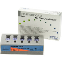 IPS e.max (CAD) (Sirona) (I 12) (Low Translucency) (D4), CAD/CAM-blokk (Kerámia), téglalap alakú, biokompatibilis, Üvegkerámia, 5 darab