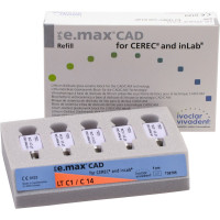 IPS e.max (CAD) (Sirona) (C 14) (Low Translucency) (C1), CAD/CAM-blokk (Kerámia), téglalap alakú, biokompatibilis, Üvegkerámia, 5 darab