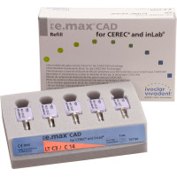 IPS e.max (CAD) (Sirona) (C 14) (Low Translucency) (C3), CAD/CAM-blokk (Kerámia), téglalap alakú, biokompatibilis, Üvegkerámia, 5 darab