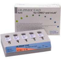 IPS e.max (CAD) (Sirona) (C 14) (Low Translucency) (D2), CAD/CAM-blokk (Kerámia), téglalap alakú, biokompatibilis, Üvegkerámia, 5 darab