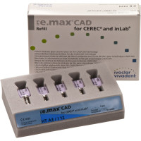 IPS e.max (CAD) (Sirona) (I 12) (High Translucency) (A3), CAD/CAM-blokk (Kerámia), téglalap alakú, biokompatibilis, Üvegkerámia, 5 darab