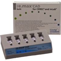 IPS e.max (CAD) (Sirona) (I 12) (High Translucency) (B1), CAD/CAM-blokk (Kerámia), téglalap alakú, biokompatibilis, Üvegkerámia, 5 darab