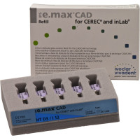 IPS e.max (CAD) (Sirona) (I 12) (High Translucency) (D3), CAD/CAM-blokk (Kerámia), téglalap alakú, biokompatibilis, Üvegkerámia, 5 darab