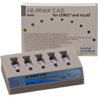 IPS e.max (CAD) (Sirona) (I 12) (High Translucency) (D4), CAD/CAM-blokk (Kerámia), téglalap alakú, biokompatibilis, Üvegkerámia, 5 darab