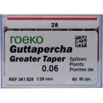 Guttapercha Greater, guttapercha-csúcs, rózsaszín, Taper.06 ISO 025, 60 darab