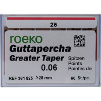 Guttapercha Greater, guttapercha-csúcs, rózsaszín, Taper.06 ISO 025, 60 darab