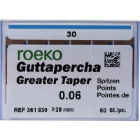 Guttapercha Greater, guttapercha-csúcs, rózsaszín, Taper.06 ISO 030, 60 darab