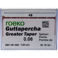 Guttapercha Greater, guttapercha-csúcs, rózsaszín, Taper.06 ISO 045, 60 darab