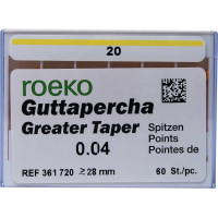 Guttapercha Greater, guttapercha-csúcs, rózsaszín, Taper.04 ISO 020, 60 darab