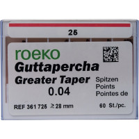 Guttapercha Greater, guttapercha-csúcs, rózsaszín, Taper.04 ISO 025, 60 darab