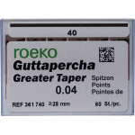 Guttapercha Greater, guttapercha-csúcs, rózsaszín, Taper.04 ISO 040, 60 darab Guttapercha Greater, guttapercha-csúcs, rózsaszín, Taper.04 ISO 040, 60 darab