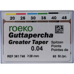 Guttapercha Greater, guttapercha-csúcs, rózsaszín, Taper.04 ISO 020-045, 60 darab