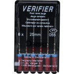 Verifier (Test eszköz) (25 mm) (4 %) (ISO 55), Fogantyú - műanyag ISO 55 autoklávozható, ISO színkódolt, Nikkel-titán, 25 mm, 6 darab