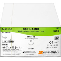 RESORBA® Supramid - 36 darabos csomag, , fekete, 75 cm, HRT 18, USP 4/0 - 6063 RESORBA® Supramid - 36 darabos csomag, , fekete, 75 cm, HRT 18, USP 4/0 - 6063