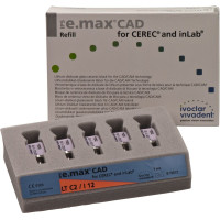 IPS e.max (CAD) (Sirona) (I 12) (Low Translucency) (C2), CAD/CAM-blokk (Kerámia), téglalap alakú, biokompatibilis, Üvegkerámia, 5 darab