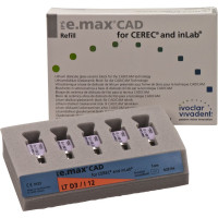 IPS e.max (CAD) (Sirona) (I 12) (Low Translucency) (D3), CAD/CAM-blokk (Kerámia), téglalap alakú, biokompatibilis, Üvegkerámia, 5 darab