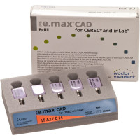 IPS e.max (CAD) (Sirona) (C 14) (Low Translucency) (A2), CAD/CAM-blokk (Kerámia), téglalap alakú, biokompatibilis, Üvegkerámia, 5 darab