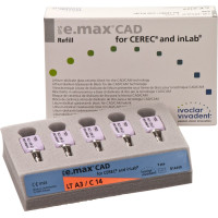 IPS e.max (CAD) (Sirona) (C 14) (Low Translucency) (A3), CAD/CAM-blokk (Kerámia), téglalap alakú, biokompatibilis, Üvegkerámia, 5 darab