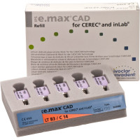 IPS e.max (CAD) (Sirona) (C 14) (Low Translucency) (B3), CAD/CAM-blokk (Kerámia), téglalap alakú, biokompatibilis, Üvegkerámia, 5 darab