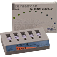IPS e.max (CAD) (Sirona) (I 12) (Low Translucency) (Bleach) (3), CAD/CAM-blokk (Kerámia), téglalap alakú, biokompatibilis, Üvegkerámia, 5 darab