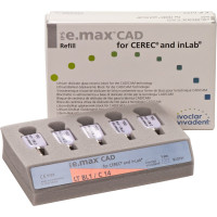 IPS e.max (CAD) (Sirona) (C 14) (Low Translucency) (Bleach) (1), CAD/CAM-blokk (Kerámia), téglalap alakú, biokompatibilis, Üvegkerámia, 5 darab