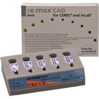 IPS e.max (CAD) (Sirona) (C 14) (Low Translucency) (Bleach) (2), CAD/CAM-blokk (Kerámia), téglalap alakú, biokompatibilis, Üvegkerámia, 5 darab