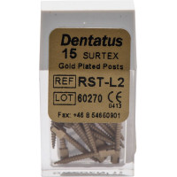 Classic Surtex vergoldete Wurzelstifte - Packung 15 Stück 11,8 mm, Ø 1,2 mm, Größe 2 - RST-L2