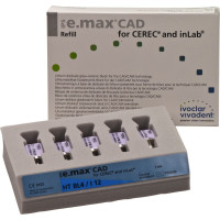 IPS e.max (CAD) (Sirona) (I 12) (High Translucency) (Bleach) (4), CAD/CAM-blokk (Kerámia), téglalap alakú, biokompatibilis, Üvegkerámia, 5 darab