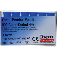 Guttapercha-csúcs (30 mm) (4 %) (ISO 30), ISO 30 világoskék, Guttapercha, 30 mm, 120 darab Guttapercha-csúcs (30 mm) (4 %) (ISO 30), ISO 30 világoskék, Guttapercha, 30 mm, 120 darab