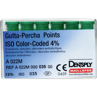 Guttapercha-csúcs (30 mm) (4 %) (ISO 35), ISO 35 világoszöld, Guttapercha, 30 mm, 120 darab Guttapercha-csúcs (30 mm) (4 %) (ISO 35), ISO 35 világoszöld, Guttapercha, 30 mm, 120 darab