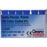 Guttapercha-csúcs (30 mm) (6 %) (ISO 30), ISO 30 világoskék, Guttapercha, 30 mm, 120 darab Guttapercha-csúcs (30 mm) (6 %) (ISO 30), ISO 30 világoskék, Guttapercha, 30 mm, 120 darab