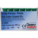 Guttapercha-csúcs (30 mm) (6 %) (ISO 35), ISO 35 világoszöld, Guttapercha, 30 mm, 120 darab Guttapercha-csúcs (30 mm) (6 %) (ISO 35), ISO 35 világoszöld, Guttapercha, 30 mm, 120 darab