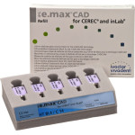 IPS e.max (CAD) (Sirona) (C 14) (High Translucency) (Bleach) (4), CAD/CAM-blokk (Kerámia), téglalap alakú, biokompatibilis, Üvegkerámia, 5 darab