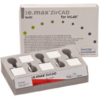 IPS e.max (ZirCAD) (Sirona) (15 L) (Medium Opacity) (2), CAD/CAM-blokk (Kerámia), téglalap alakú, biokompatibilis, Cirkonium-dioxid ( ZrO<sub>2</sub> ), 5 darab