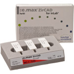 IPS e.max (ZirCAD) (Sirona) (40) (Medium Opacity) (2), CAD/CAM-blokk (Kerámia), téglalap alakú, biokompatibilis, Cirkonium-dioxid ( ZrO<sub>2</sub> ), 3 darab