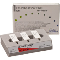 IPS e.max (ZirCAD) (Sirona) (40) (Medium Opacity) (2), CAD/CAM-blokk (Kerámia), téglalap alakú, biokompatibilis, Cirkonium-dioxid ( ZrO<sub>2</sub> ), 3 darab