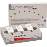 IPS e.max (ZirCAD) (Sirona) (40 L) (Medium Opacity) (2), CAD/CAM-blokk (Kerámia), téglalap alakú, biokompatibilis, Cirkonium-dioxid ( ZrO<sub>2</sub> ), 3 darab