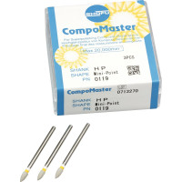 CompoMaster, Polírozó (Kompozitok), Kézidarab (HP, Ø 2,35 mm, ISO 104, 44,5 mm) ISO 30 Mini-csúcs, sterilizálható, Szilikon, 5.000-15.000 f/p, 3 darab