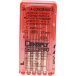 Gutta Condensor (21 mm) (ISO 30), Guttapercha kondenzor, Könyökdarab (CA, Ø 2,35 mm, ISO 204) ISO 30 forgó, ISO színkódolt, Nemesacél, 21 mm, 4 darab