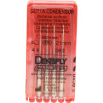 Gutta Condensor (21 mm) (ISO 60), Guttapercha kondenzor, Könyökdarab (CA, Ø 2,35 mm, ISO 204) ISO 60 forgó, ISO színkódolt, Nemesacél, 21 mm, 4 darab