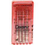 Gutta Condensor (21 mm) (ISO 70), Guttapercha kondenzor, Könyökdarab (CA, Ø 2,35 mm, ISO 204) ISO 70 forgó, ISO színkódolt, Nemesacél, 21 mm, 4 darab