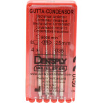Gutta Condensor (25 mm) (ISO 35), Guttapercha kondenzor, Könyökdarab (CA, Ø 2,35 mm, ISO 204) ISO 35 forgó, ISO színkódolt, Nemesacél, 25 mm, 4 darab